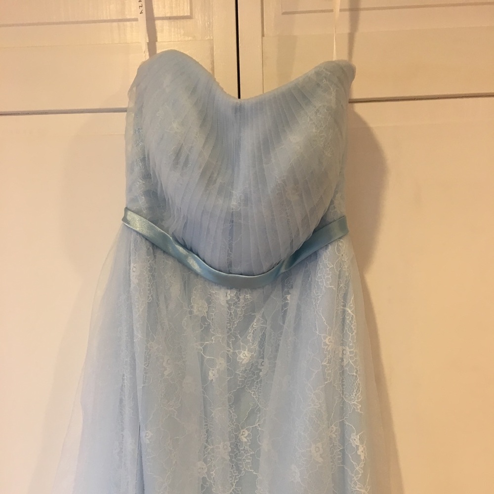 Light blue sweetheart bridesmaids dress